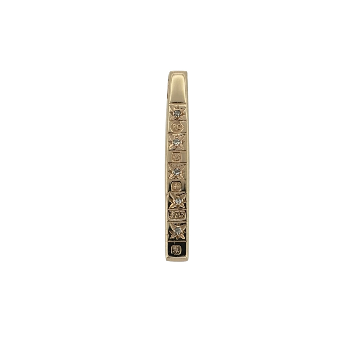 9ct Gold & Diamond Rectangle Ingot Bar Pendant