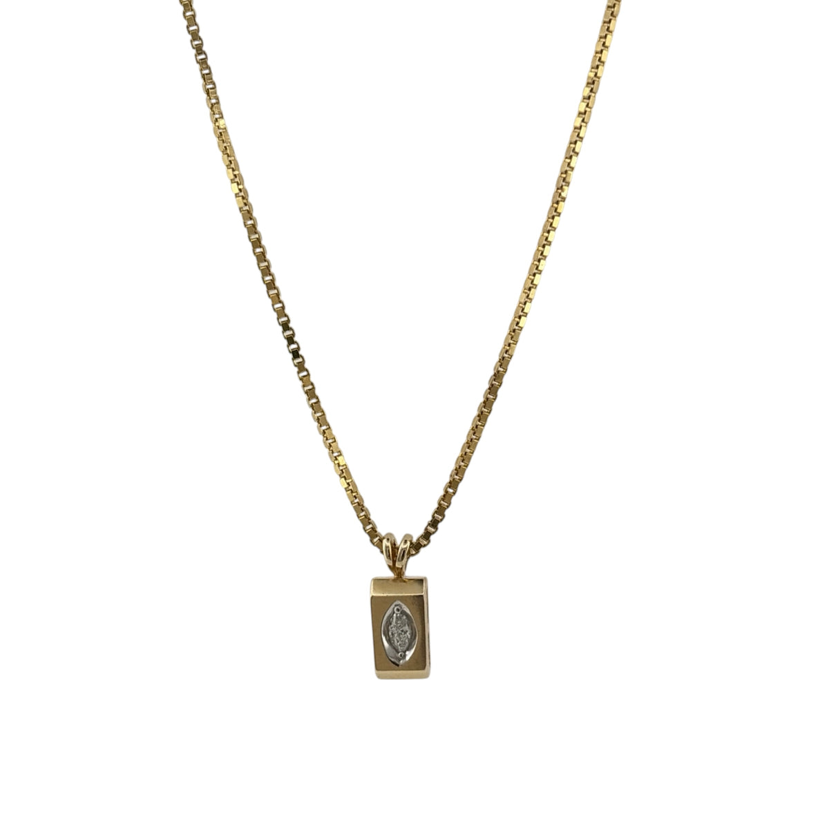14ct Gold & Diamond Marquise 16" Necklace