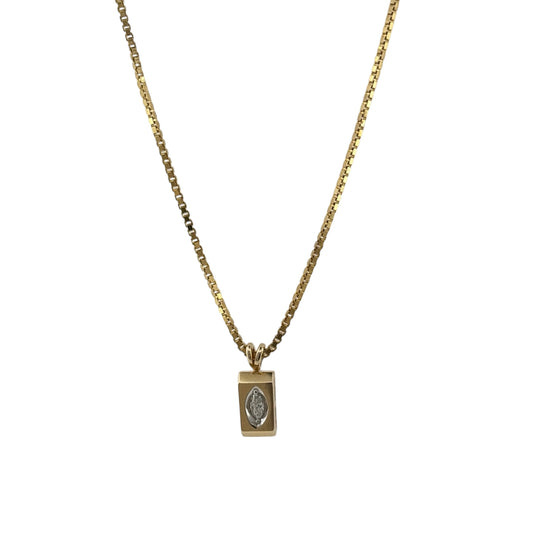 14ct Gold & Diamond Marquise 16" Necklace
