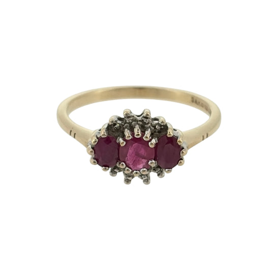 9ct Gold & Ruby Trilogy Ring