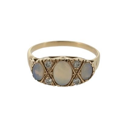 9ct Gold Opalique & Cubic Zirconia Ring