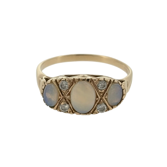 9ct Gold Opalique & Cubic Zirconia Ring
