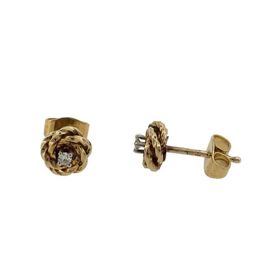 9ct Gold & Cubic Zirconia Knot Stud Earrings