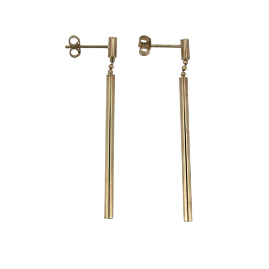 9ct Gold Bar Drop Earrings