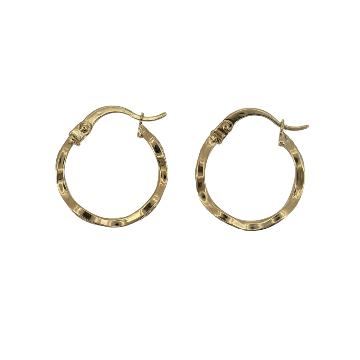 9ct Gold Wavey Hoop Creole Earrings