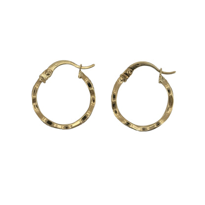 9ct Gold Wavey Hoop Creole Earrings