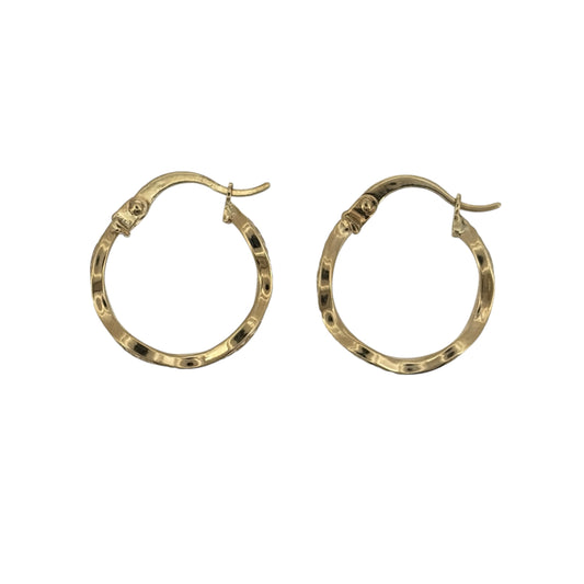 9ct Gold Wavey Hoop Creole Earrings