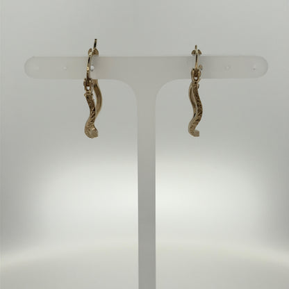 9ct Gold Wavey Hoop Creole Earrings