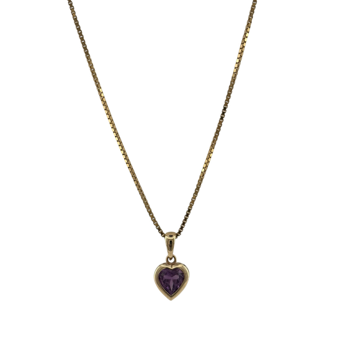 9ct Gold & Amethyst Heart 16" Necklace