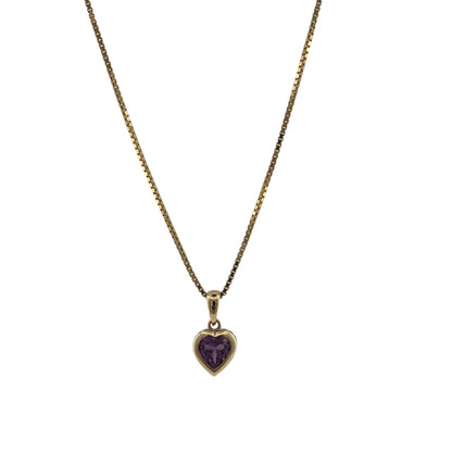 9ct Gold & Amethyst Heart 16" Necklace