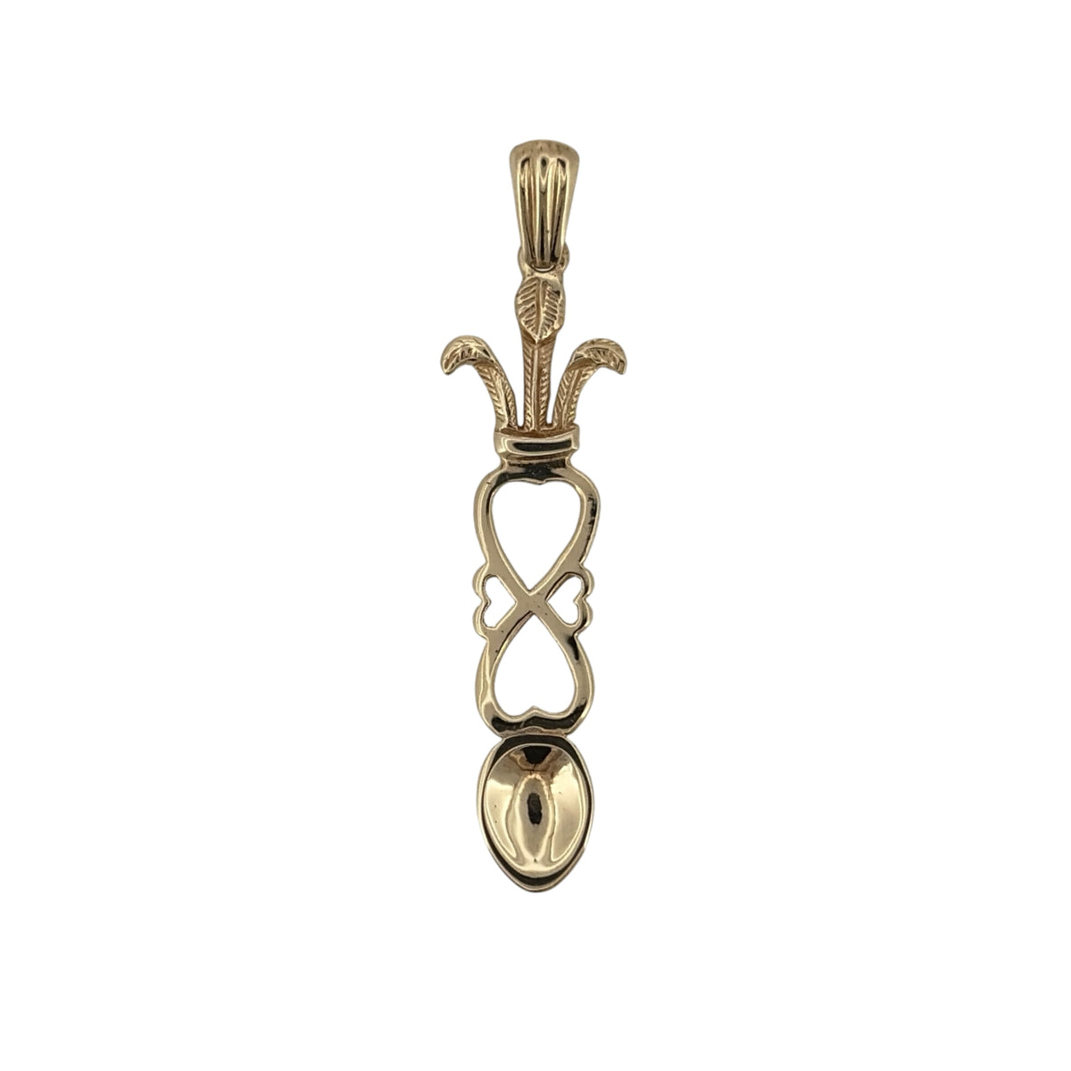 9ct Gold Three Feathers Heart Lovespoon Pendant