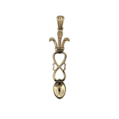 9ct Gold Three Feathers Heart Lovespoon Pendant
