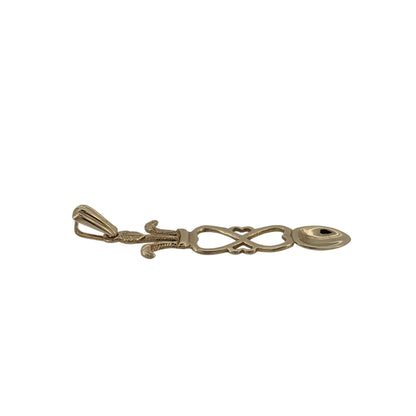 9ct Gold Three Feathers Heart Lovespoon Pendant