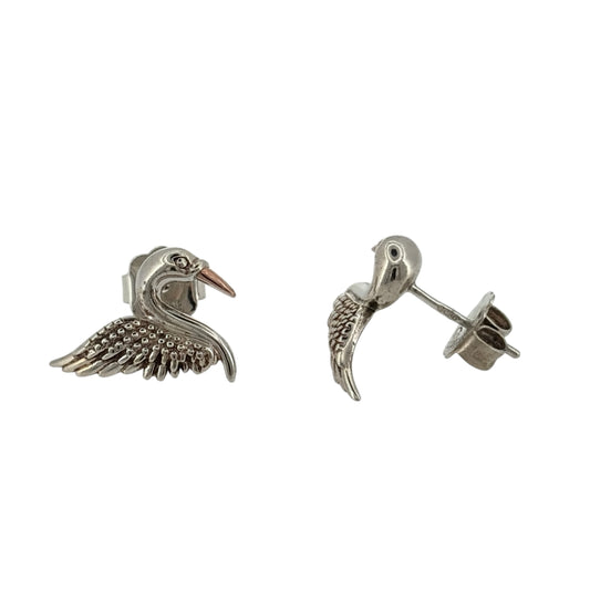 925 Silver Clogau Swan Stud Earrings