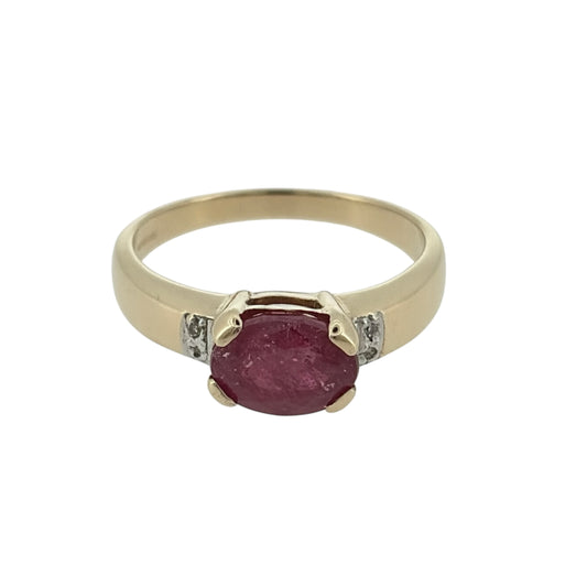 9ct Gold Diamond & Ruby Ring