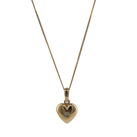 9ct Gold & Diamond Heart 18" Necklace