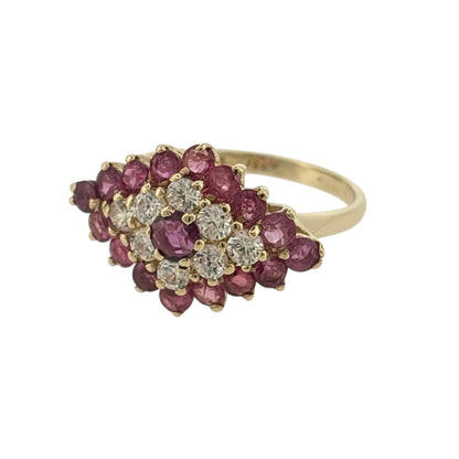 Add a beautiful touch of colour to your jewellery collection with this pre-owned 9ct yellow gold ruby and cubic zirconia cluster ring, featuring rich red ruby stones complemented by decorative cubic zirconia detailing.

Design: The ring features an elegant cluster design, combining rubies and cubic zirconia stones to create an attractive and distinctive appearance.
Material: Made from 9ct yellow gold, offering a traditional warm gold finish that beautifully complements the red tones of the rubies.