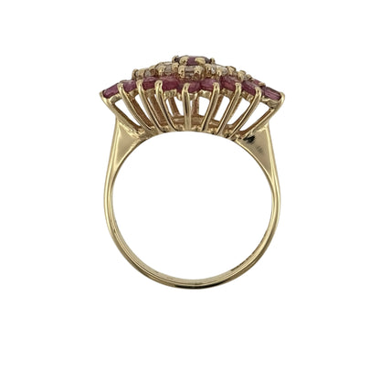 9ct Gold Ruby & Cubic Zirconia Cluster Ring