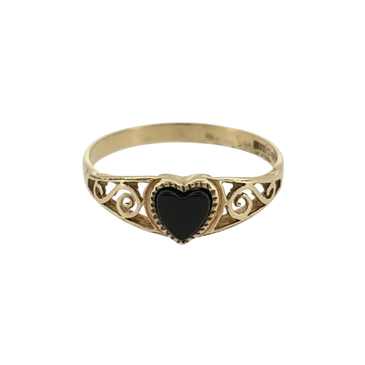 9ct Gold & Onyx Heart Signet Ring