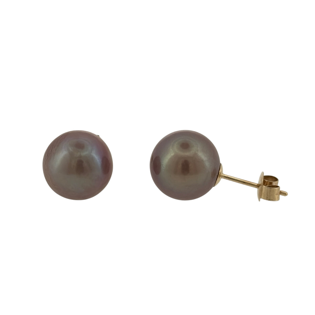 9ct Gold & Purple Grey Pearl Stud Earrings