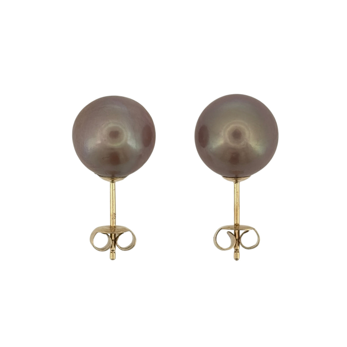 9ct Gold & Purple Grey Pearl Stud Earrings