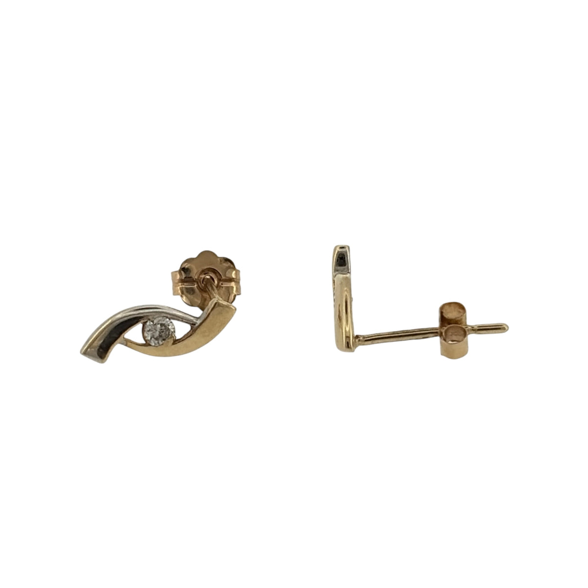 9ct Gold & Cubic Zirconia Twist Stud Earrings