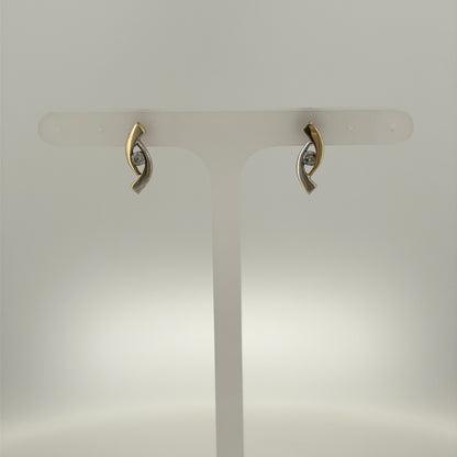 9ct Gold & Cubic Zirconia Twist Stud Earrings