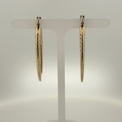 9ct Gold Textured Oval Creole Earrings