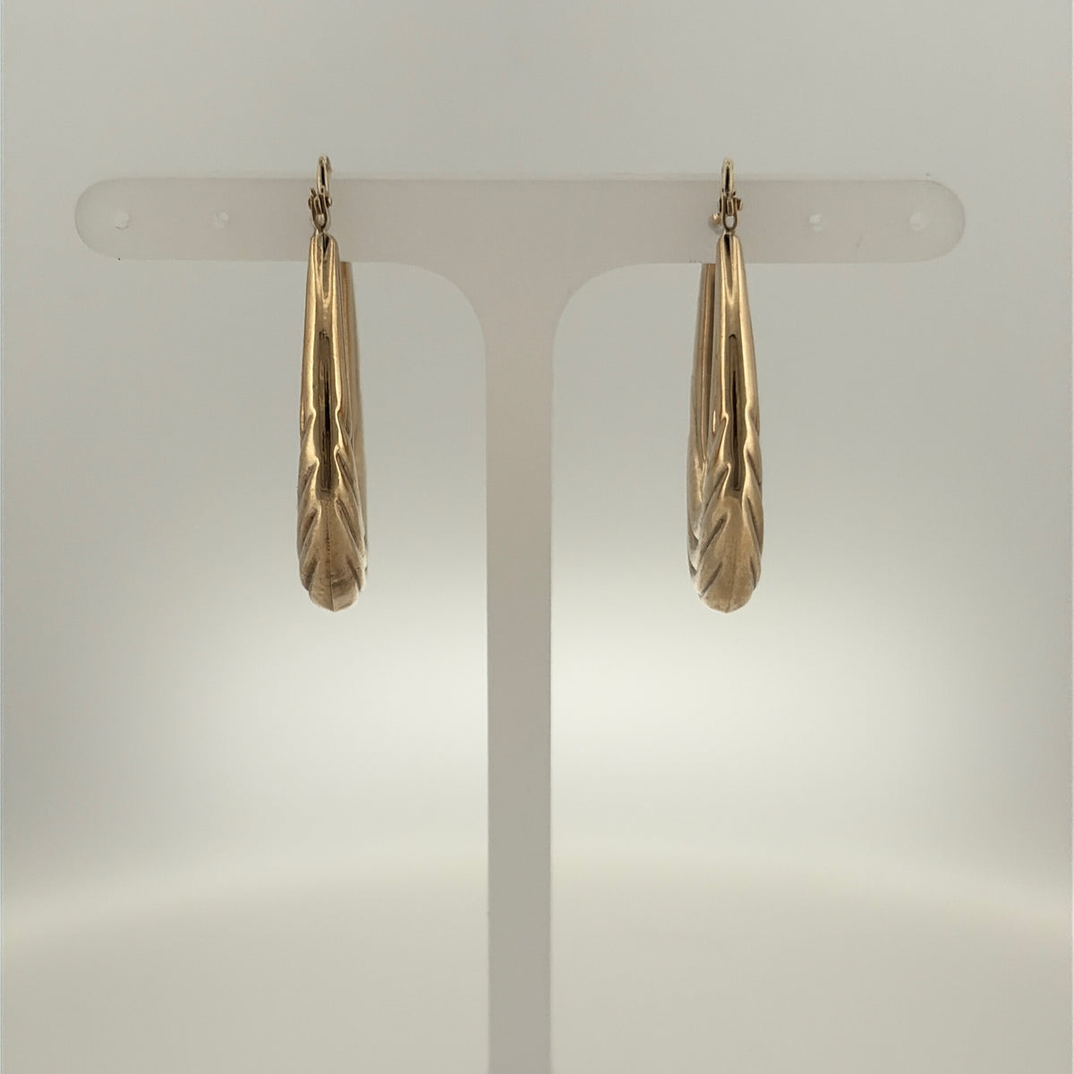 9ct Gold Textured Oval Creole Earrings