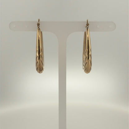 9ct Gold Textured Oval Creole Earrings