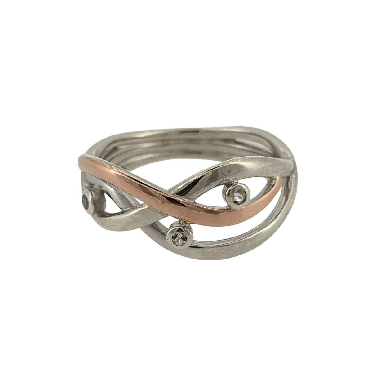925 Silver & White Topaz Split Band Ring