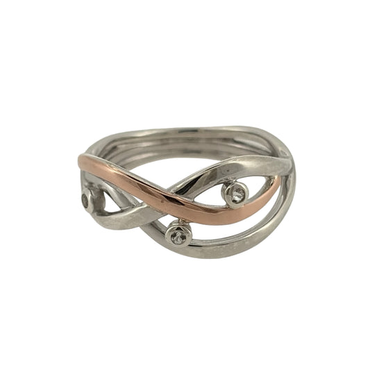 925 Silver & White Topaz Split Band Ring