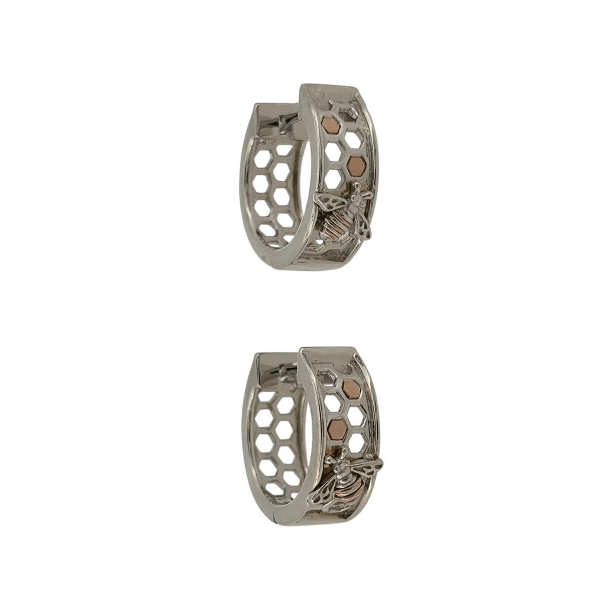 925 Silver Clogau Honeycomb Bee Huggie Hoop Earrings