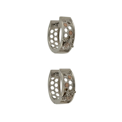 925 Silver Clogau Honeycomb Bee Huggie Hoop Earrings
