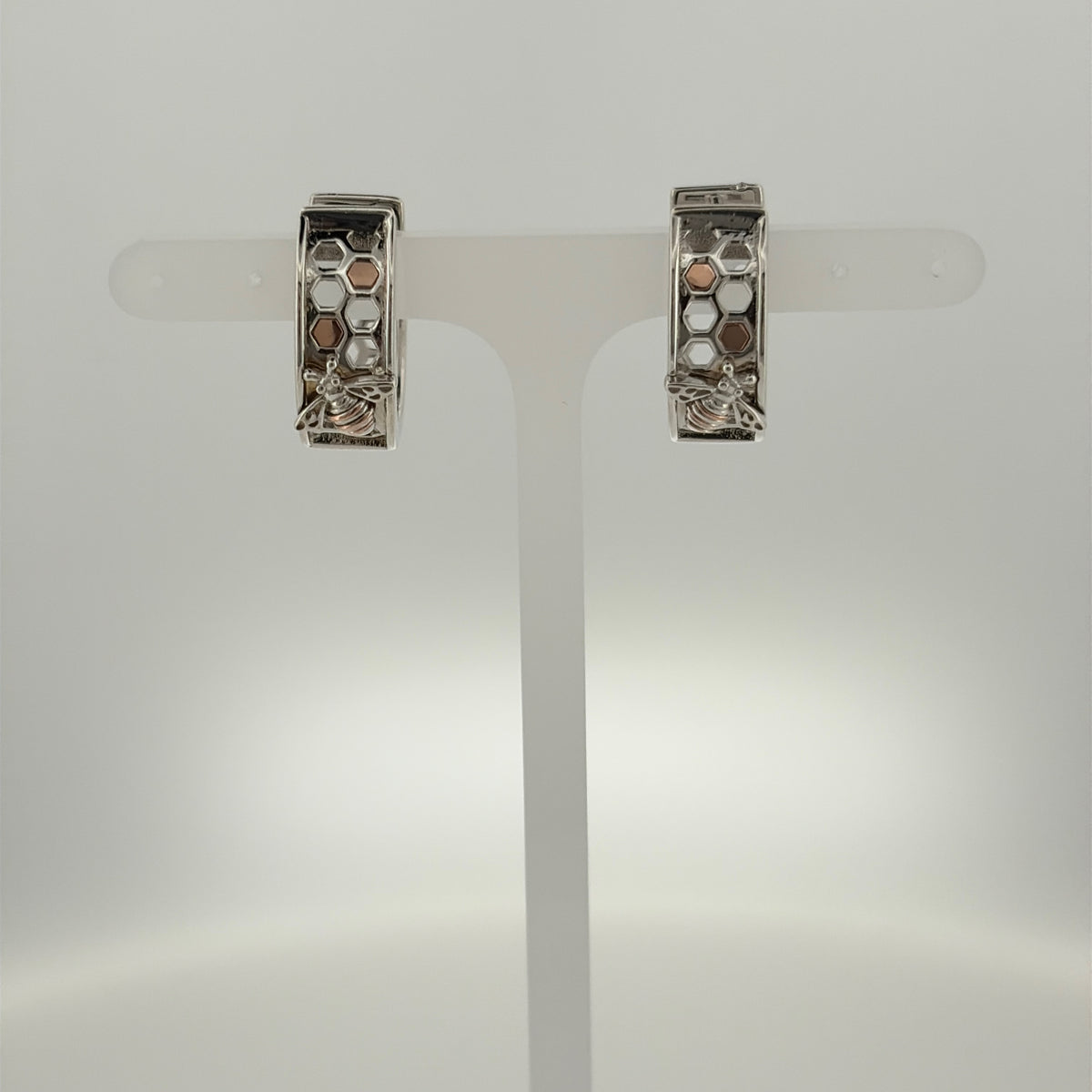 925 Silver Clogau Honeycomb Bee Huggie Hoop Earrings
