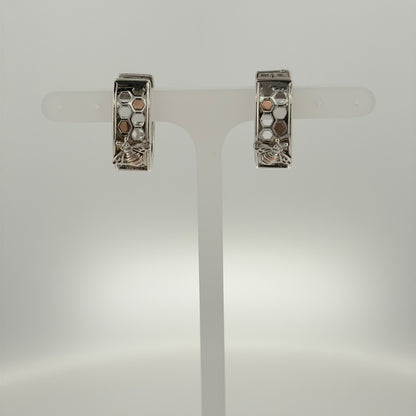 925 Silver Clogau Honeycomb Bee Huggie Hoop Earrings