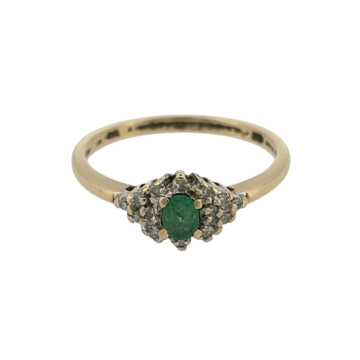9ct Gold Diamond & Emerald Ring