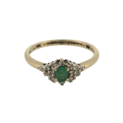 9ct Gold Diamond & Emerald Ring