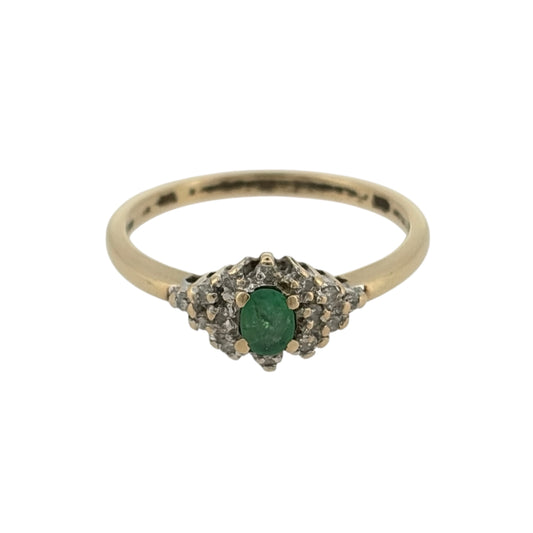 9ct Gold Diamond & Emerald Ring