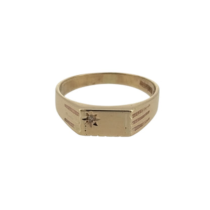 9ct Gold & Diamond Rectangle Signet Ring