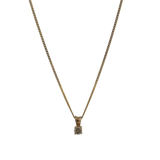 9ct Gold & Diamond Solitaire 18" Necklace