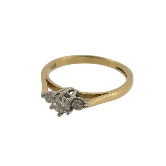 Add an elegant touch to your jewellery collection with this pre-owned 18ct yellow gold and diamond trilogy ring, featuring a classic three-diamond design in a beautiful warm gold finish.

Design: The ring features a traditional trilogy design, with three diamonds arranged across the front of the band, creating an elegant and timeless appearance.
Material: Made from 18ct yellow gold, offering a rich warm gold finish that beautifully complements the diamonds.
