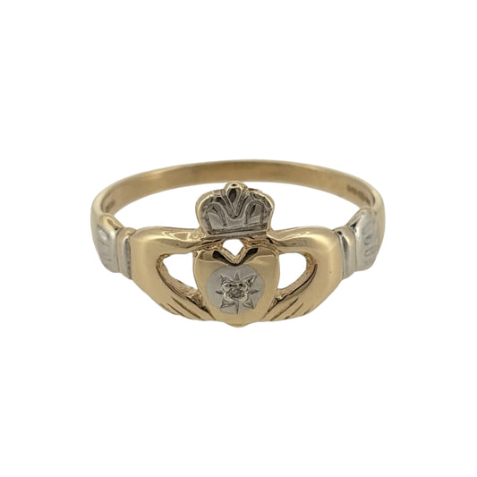 9ct Gold & Diamond Claddagh Ring
