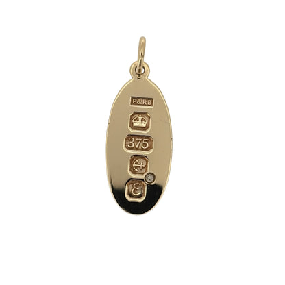 9ct Gold & Diamond Oval Ingot Pendant