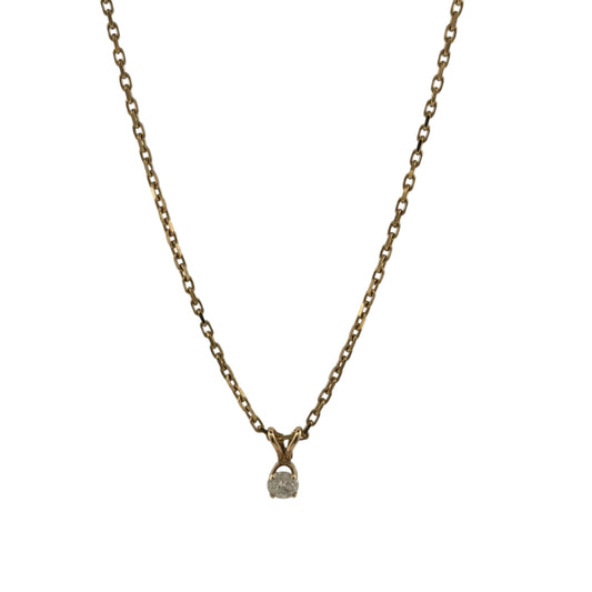 9ct Gold & Diamond Solitaire 18" Necklace