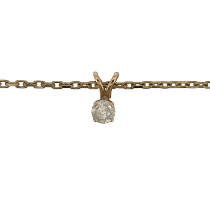 Add a timeless touch to your jewellery collection with this pre-owned 9ct yellow gold and diamond solitaire pendant necklace, featuring a beautiful brilliant cut diamond suspended from an 18-inch faceted Belcher chain.

Design: The necklace features a classic solitaire pendant design, with a single diamond creating an elegant focal point complemented by a delicate gold chain.
Material: Made from 9ct yellow gold, offering a traditional warm gold finish that beautifully complements the diamond.