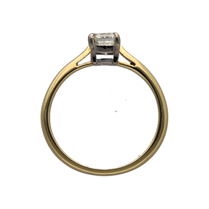 18ct Gold & Diamond Emerald Cut Solitaire Ring