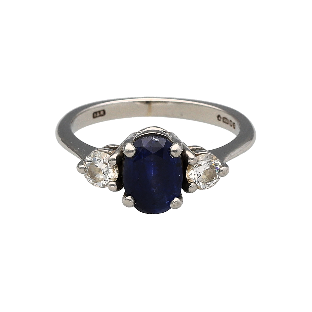 Platinum Diamond & Sapphire Trilogy Ring