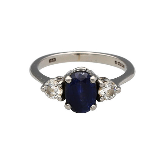 Platinum Diamond & Sapphire Trilogy Ring