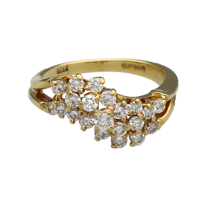 18ct Gold & Diamond Three Row Wave Band Ring
